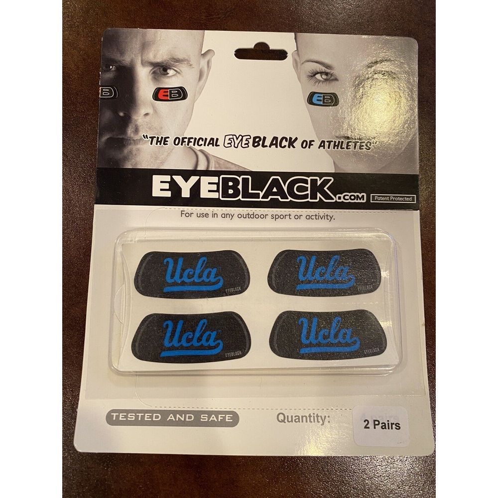 2 Pair UCLA Bruins Block Logo eye black Football Uniform‎ New NCAA Fan Gear